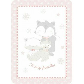 Kikka Boo Κουβέρτα Αγκαλιάς &amp Λίκνου Funny Friends Βελουτέ 80x110cm Pink