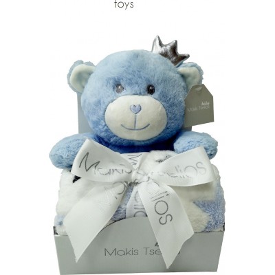 Makis Tselios Home Κουβέρτα Αγκαλιάς &amp Λίκνου Toys Fleece 80x110cm Blue
