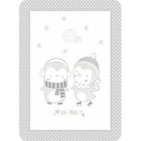 Kikka Boo Κουβέρτα Κούνιας Love Pingus Βελουτέ 110x140cm Grey