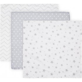 Lorelli Πάνες Αγκαλιάς από Μουσελίνα Trio Grey 3τμχ 80x80cm