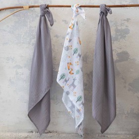 Nima Πάνες Αγκαλιάς από Μουσελίνα Woody 3τμχ 120x120cm