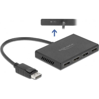 DeLock DisplayPort 1.4 Διαχωριστής 1 x DisplayPort σε 4 x DisplayPort έξω