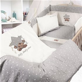 Dimcol Σετ Κούνιας Αστέρι 124 7τμχ White/Grey