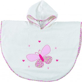 Palamaiki Βρεφικό Πόντσο-Μπουρνούζι "Funny Faces" με Κουκούλα Λευκό