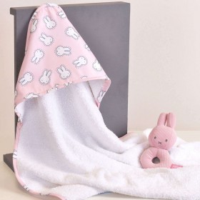 Miffy Βρεφική Κάπα-Μπουρνούζι "Miffy" με Κουκούλα Ροζ