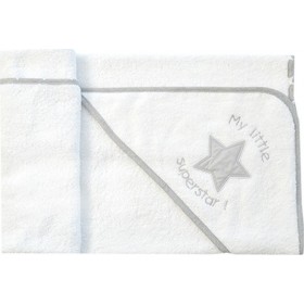 Baby Oliver Βρεφική Κάπα-Μπουρνούζι "My Little Super Star" με Κουκούλα Γκρι