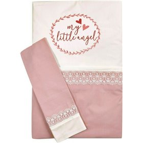 Kentia Βρεφική Παπλωματοθήκη Σετ Angel 100x140cm Light Pink-Ecru