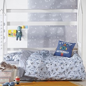 Kentia Βρεφική Παπλωματοθήκη Σετ Gear 100x140cm Ciel/Grey