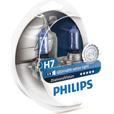 Philips Λάμπες Αυτοκινήτου Diamond Vision H7 Αλογόνου 5000K Ψυχρό Λευκό 12V 55W 2τμχ