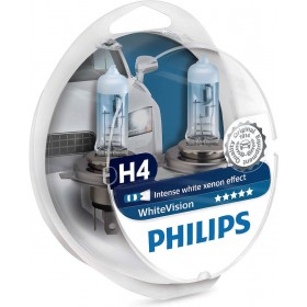 Philips Λάμπες Αυτοκινήτου & Μοτοσυκλέτας WhiteVision +60% H4 Αλογόνου 3700K Φυσικό Λευκό 12V 55/60W 2τμχ Philips Λάμπες Αυτοκινήτου & Μοτοσυκλέτας WhiteVision +60% H4 Αλογόνου 3700K Φυσικό Λευκό 12V 55/60W 2τμχ