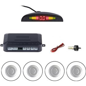 Σύστημα Παρκαρίσματος Αυτοκινήτου με Οθόνη και 4 Αισθητήρες σε Ασημί ΧρώμαΚωδικός: PARKSENS4S 