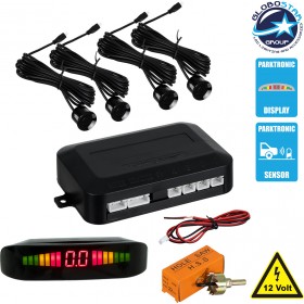 GloboStar Σύστημα Παρκαρίσματος Αυτοκινήτου με Οθόνη / Buzzer και 4 Αισθητήρες σε Μαύρο ΧρώμαΚωδικός: 86001 