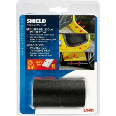 Lampa X-Strong Protective Adhesive Film Προστατευτική Μεμβράνη για Πόρτες Αυτοκινήτου 5m x 8cm 1τμχ Μαύρο Ματ