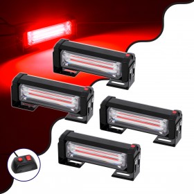 GloboStar Μπάρες Σήμανσης Οχήματος Πυροσβεστικής για Αυτοκίνητα &amp Φορτηγά 13 Προγραμμάτων Φωτισμού 4τμχ LED 10-30V - Κόκκινο 