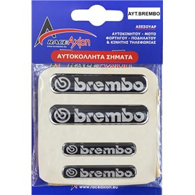 Race Axion Brembo Αυτοκόλλητα Αυτοκινήτου Χρωμίου 7.2x1.5cm/5.3x1cm 4τμχ