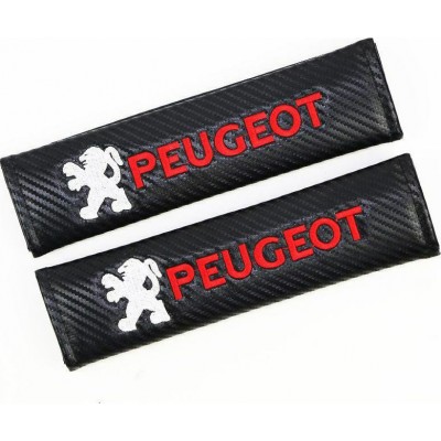Μαξιλαράκια Ζώνης Carbon Peugeot Μαύρο 2τμχ