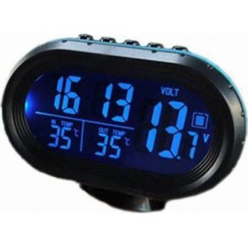 Ψηφιακό Ρολόι / Βολτόμετρο / Θερμόμετρο Αυτοκινήτου Μπλε VST-7009V