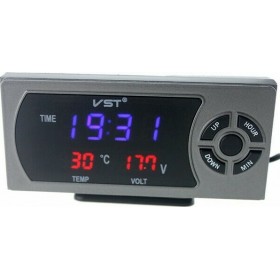 Ψηφιακό Βολτόμετρο / Θερμόμετρο / Ρολόι Αυτοκινήτου με 2 Θύρες Φόρτισης USB 2.1A 12-24VΚωδικός: 04005LCC80BK 