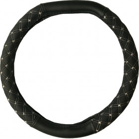 Feral Κάλυμμα Τιμονιού Αυτοκινήτου Sport Driving D-Shape Medium με Διάμετρο 38εκ. από Δερματίνη Μαύρο με Γκρι ΡαφήΚωδικός: 12246