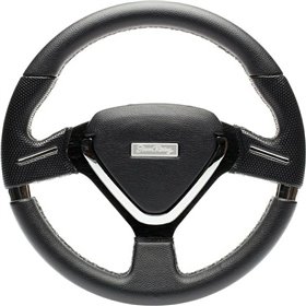 Simoni Racing Τιμόνι Αυτοκινήτου Δερμάτινο Τριάκτινο με Διάμετρο 32cm Ασημί/ΜαύροΚωδικός: SRMONT33/P&gtSRLRV/13N 