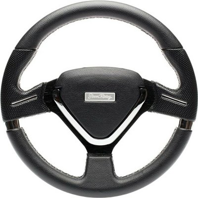 Simoni Racing Τιμόνι Αυτοκινήτου Δερμάτινο Τριάκτινο με Διάμετρο 32cm Ασημί/ΜαύροΚωδικός: SRMONT33/P&gtSRLRV/13N 