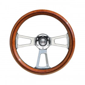 Simoni Racing Τιμόνι Αυτοκινήτου Ξύλινο Τριάκτινο με Διάμετρο 35cm Ασημί/ΚαφέΚωδικός: SRSELLA 