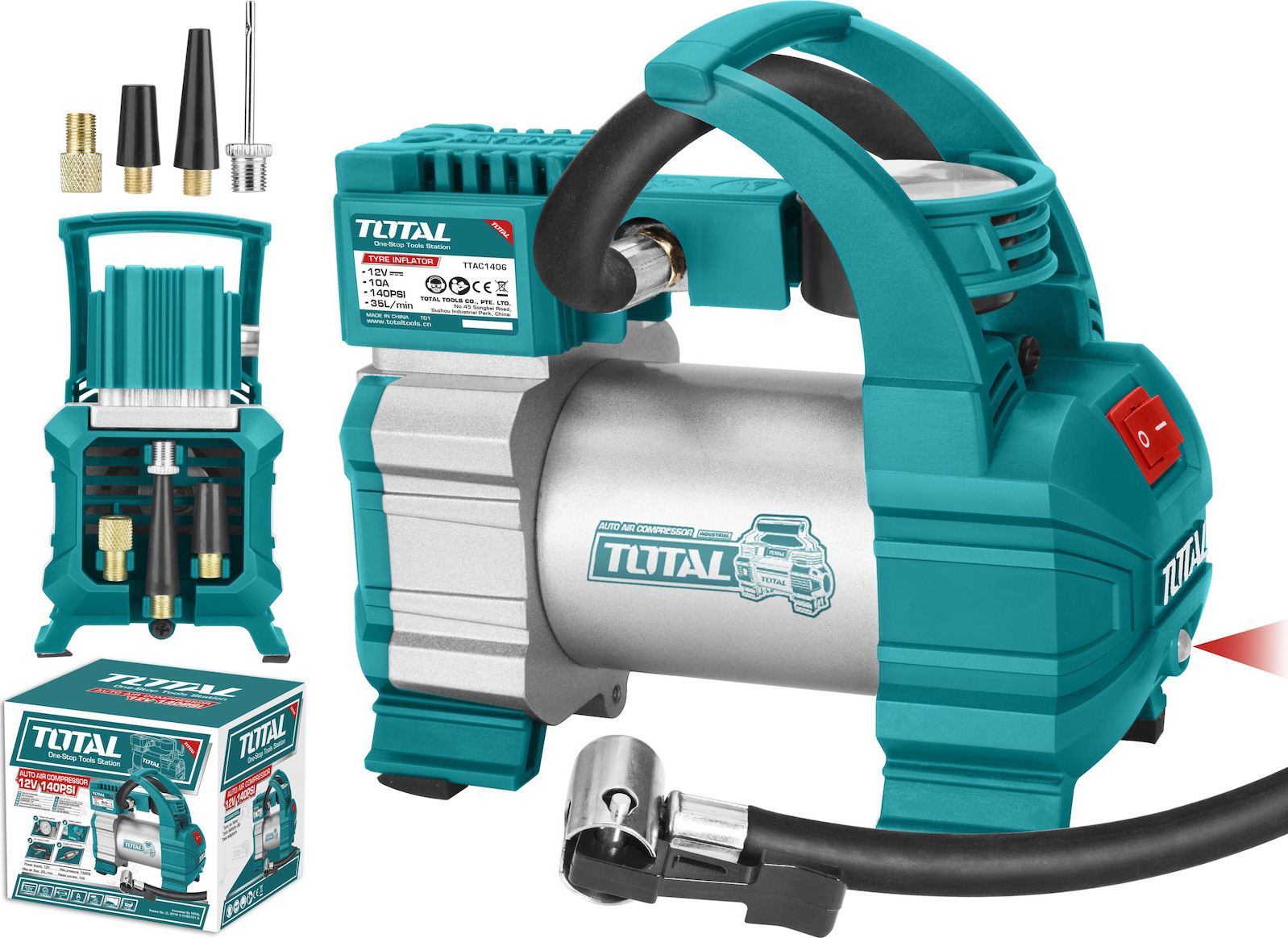 Total Τρόμπα Αυτοκινήτου TTAC1406 140PSI με Καλώδιο Αναπτήρα 12V