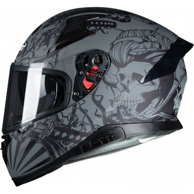 Pilot Snake Skull Black Matt Κράνος Μηχανής Full Face 1500gr με Sunvisor