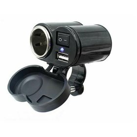 Αδιάβροχος Φορτιστής Μοτοσυκλέτας 1.5A με Θύρα: 1xUSB και ΑναπτήραςΚωδικός: MG0307 