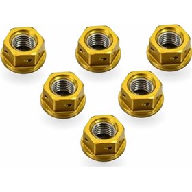 ΠΑΞΙΜΑΔΙΑ ΣΕΤ ΓΡΑΝΑΖΙΟΥ ALUMINIUM SPROCKET NUTS 10MM SET X 6 DRILLED&nbspSPN10DG GOLD| PRO BOLT