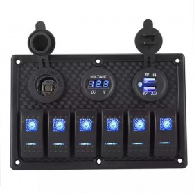 Kewig Πάνελ με 6 Αδιάβροχους Διακόπτες - Αναπτήρα - x2 USBΚωδικός: SP13 