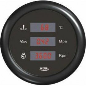 Eval Πολυόργανο Inox Δείκτης Θερμοκρασίας Νερού/Πίεσης Λαδιού/Στροφόμετρο ΜαύροΚωδικός: 04526-INOX 