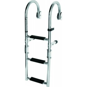 Eval Σκάλα Inox Αναδιπλούμενη Καθρέπτου Κουπαστής Με 3 Σκαλοπάτια 67x25cm 00565-3