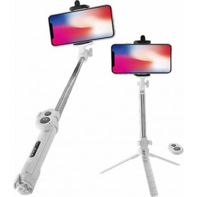 Lamtech Tripod Selfie Stick με Bluetooth Λευκό