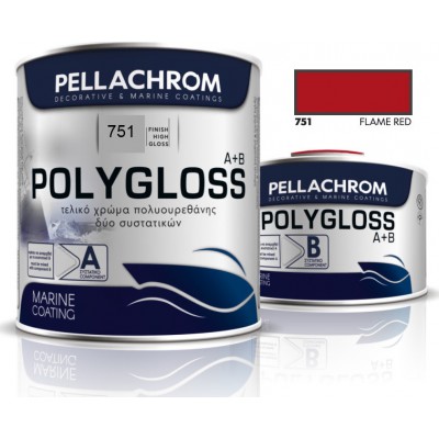 Pellachrom Polygloss A+B 751 Τελικό Χρώμα Πολυουρεθάνης Δύο Συστατικών 0.75lt Κόκκινο