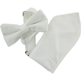 Μονόχρωμο παπιγιόν με ασορτί μαντηλάκι | λευκό