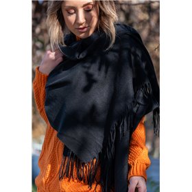 Μαύρο Μαλακό Κασκόλ με Χτενισμένο Νήμα