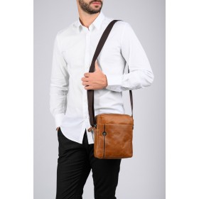 Beverly Hills Polo Club BH-382 Δερμάτινη Ανδρική Τσάντα Ώμου / Χιαστί σε Ταμπά χρώμα Beverly Hills Polo Club BH-382 Δερμάτινη Ανδρική Τσάντα Ώμου / Χιαστί σε Ταμπά χρώμα