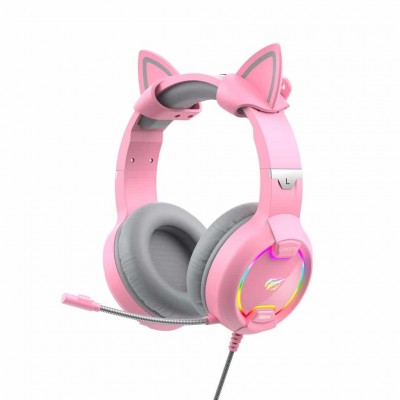 Havit Over Ear Gaming Headset με σύνδεση 2x3.5mm / USB Ροζ