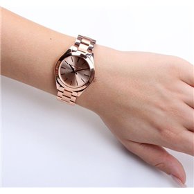 Michael Kors Mini Slim Runway Ρολόι με Μεταλλικό Μπρασελέ σε Ροζ Χρυσό χρώμαΚωδικός: MK3513 Michael Kors Mini Slim Runway Ρολόι με Μεταλλικό Μπρασελέ σε Ροζ Χρυσό χρώμαΚωδικός: MK3513