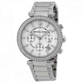 Michael Kors Parker Crystals Ρολόι Χρονογράφος με Μεταλλικό Μπρασελέ σε Ασημί χρώμαΚωδικός: MK5353  Michael Kors Parker Crystals Ρολόι Χρονογράφος με Μεταλλικό Μπρασελέ σε Ασημί χρώμαΚωδικός: MK5353