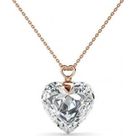 Double Love - Κολιέ από ορείχαλκο επιχρυσωμένο με ροζ χρυσό 18Κ και κρύσταλλο - Crystal White Double Love - Κολιέ από ορείχαλκο επιχρυσωμένο με ροζ χρυσό 18Κ και κρύσταλλο - Crystal White