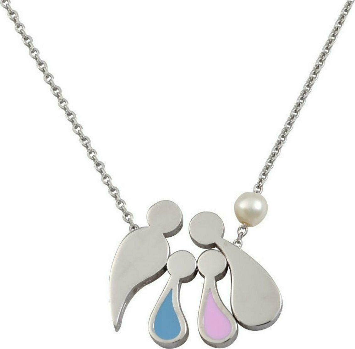 Γυναικείο Κολιέ Οικογένεια με Πέρλες από Ασήμι