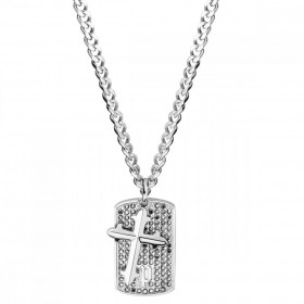 Police Λευκός Ασημένιος Σταυρός Με αλυσίδα Vigor Police Λευκός Ασημένιος Σταυρός Με αλυσίδα Vigor