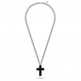 Police Μαύρος Σταυρός Με Αλυσίδα από Ατσάλι Police Μαύρος Σταυρός Με Αλυσίδα από Ατσάλι