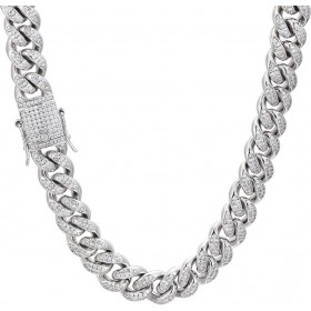 Αλυσίδα Λαιμού από Ατσάλι Λεπτή Πάχους 13mm Iced Cuban