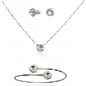 Ασημένιο Σετ Κολιέ- Σκουλαρίκια- Βραχιόλι με Swarovski Crystal Κρύσταλλα Ασημένιο Σετ Κολιέ- Σκουλαρίκια- Βραχιόλι με Swarovski Crystal Κρύσταλλα