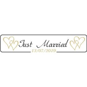 Πινακίδα Αυτοκινήτου Γάμου Just Married Gold Hearts Πινακίδα Αυτοκινήτου Γάμου Just Married Gold Hearts