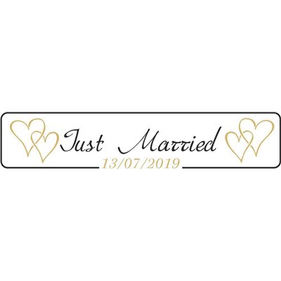 Πινακίδα Αυτοκινήτου Γάμου Just Married Gold Hearts