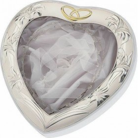 Prince Silvero Στεφανοθήκη Καρδιά Λευκό Ασημένια 23x27cm